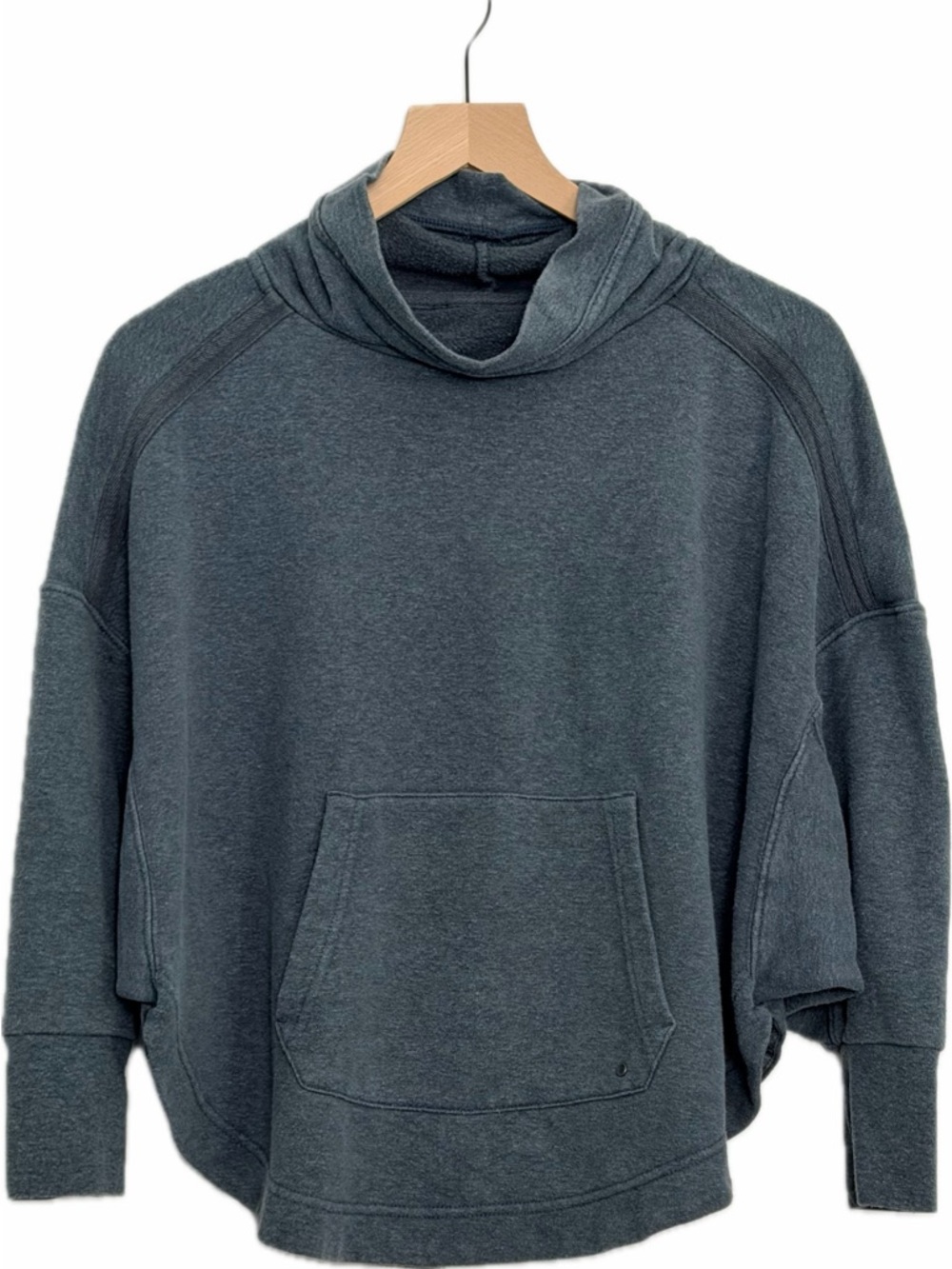 Prana Cozy Up Poncho Sweatshirt Cowl Neck Gorpcore Grey Blue Women's XS VGUC